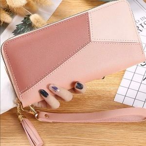 Tassel decor zipper long wallet